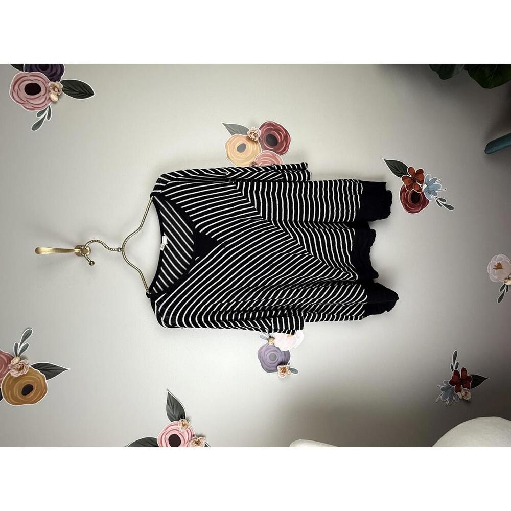 Moth from Anthropologie Black Striped Dolman Sleeve Sweater - Size - Medium